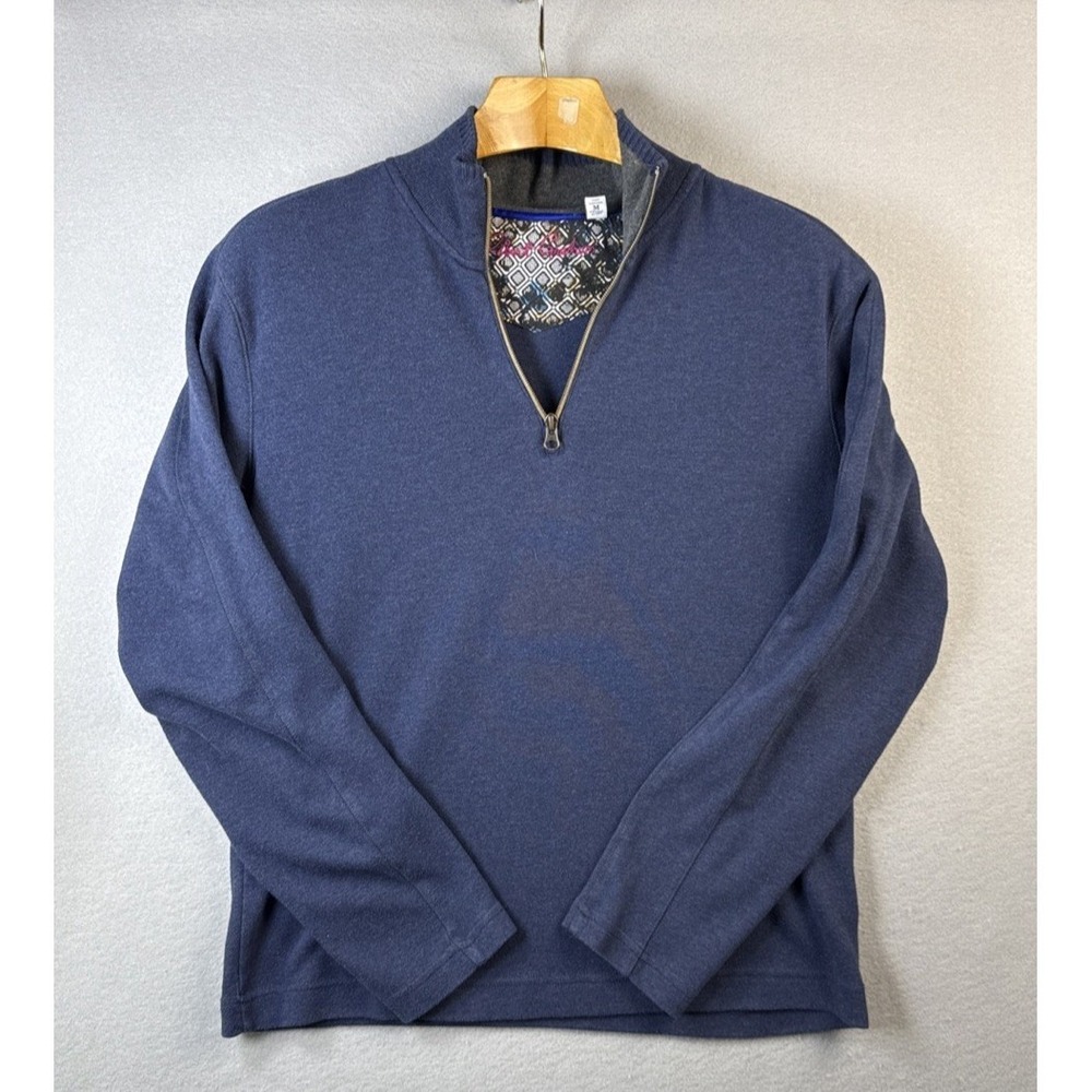 Robert Graham Sweater Men's Size M Blue‎ Quarter Zip Pullover Long Sleeve Preppy